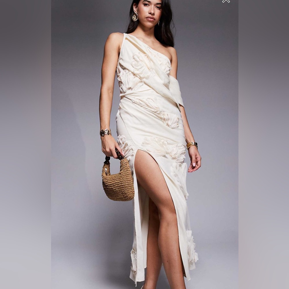 ASOS Cream One-Shoulder Dress